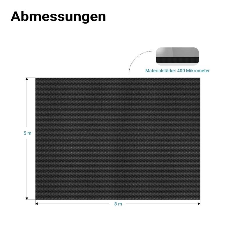 Aurinkopeite uima-altaaseen 5 x 8 m, musta, 400 µm PE
