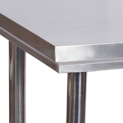 Ruostumaton terästyöpöytä V2A 120x60x85 cm, hyllyllä ja korkeussäädettävillä jaloilla