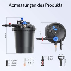SunSun CPF-10000 painesuodatin 10 000 l/h, 11 W UVC, 12 000 l