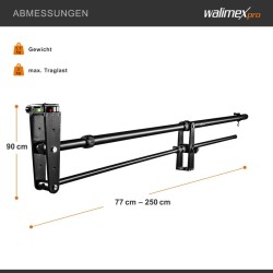 Walimex pro Director Pro kameranosturi, 770 x 90 x 250 mm, max. kantavuus 3 kg, musta