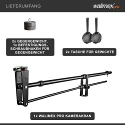 Walimex pro Director Pro kameranosturi, 770 x 90 x 250 mm, max. kantavuus 3 kg, musta