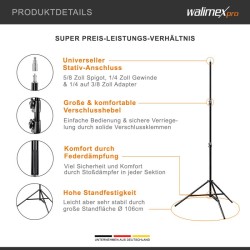 Walimex pro Soft LED 300 Round Bi Color -valosetti, 30 W, 3200-5600 K, 2 kpl NP-F 960 akkua, jalusta ja laukku