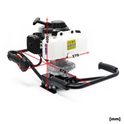Bensiinikäyttöinen maaporakone 2 hengen käyttöön, 2,2 kW 3 PS 63,3 ccm, 100 mm terä