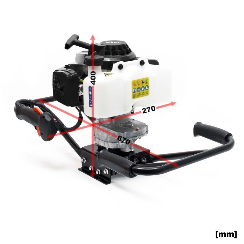 Bensiinikäyttöinen maaporakone 2 hengen käyttöön, 2,2 kW 3 PS 63,3 ccm, 100 mm terä