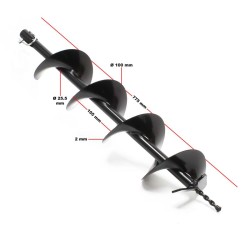 Bensiinikäyttöinen maaporakone 2 hengen käyttöön, 2,2 kW 3 PS 63,3 ccm, 100 mm terä