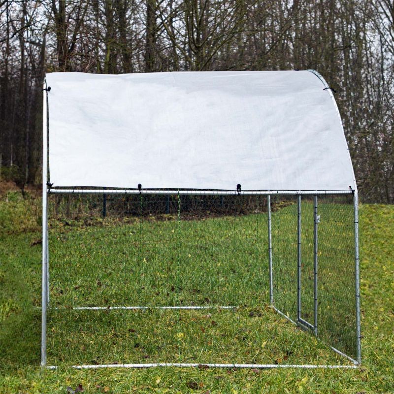 Fudajo XXL-ulkohäkkisetti 2 x 3 x 2 m aurinkokatoksella, sinkitty teräs, hopea
