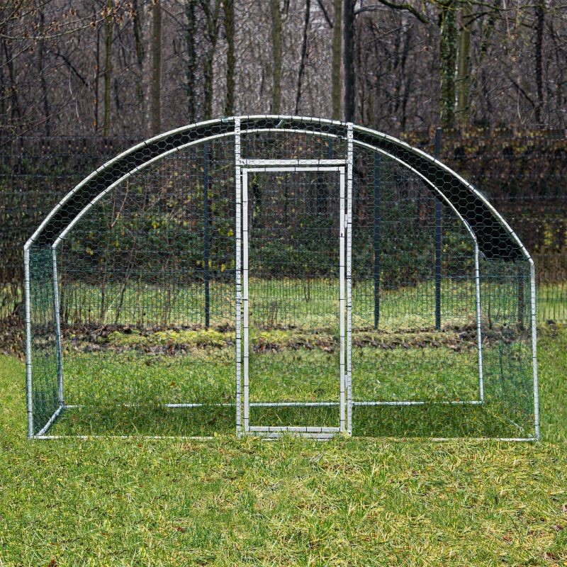 Fudajo XXL-ulkohäkkisetti 2 x 3 x 2 m aurinkokatoksella, sinkitty teräs, hopea