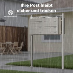 Postilaatikkojärjestelmä 6 lokeroa, ruostumaton teräs, 945 x 270 x 1200 mm, jalustalla