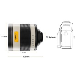Walimex pro 800/8,0 peiliteleobjektiivi Nikon Z -kennoille, täyskenno/APS-C, luonto- ja eläinkuvaukseen