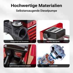 Diesel- ja lämmitysöljypumppu 230V 600W 40 l/min, itseimevä, automaattinen täyttöpistooli