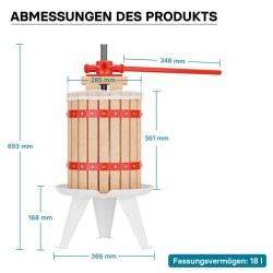 Hedelmäpuristinsetti 18 l pyökkiä 7 l hedelmämylly ja puristuskangas