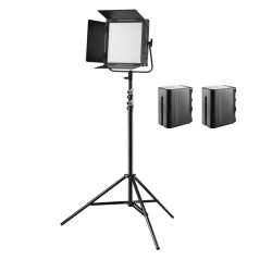 Walimex pro Soft LED 520 Brightlight Bi Color LED paneelivalaisinsetti 40 W 3200 5600 K jalusta ja akut