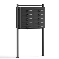 10-lokeroinen postilaatikkojärjestelmä, musta, 945 x 270 x 1500 mm, lukittava
