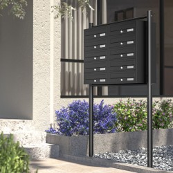 10-lokeroinen postilaatikkojärjestelmä, musta, 945 x 270 x 1500 mm, lukittava