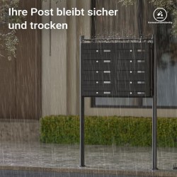 10-lokeroinen postilaatikkojärjestelmä, musta, 945 x 270 x 1500 mm, lukittava