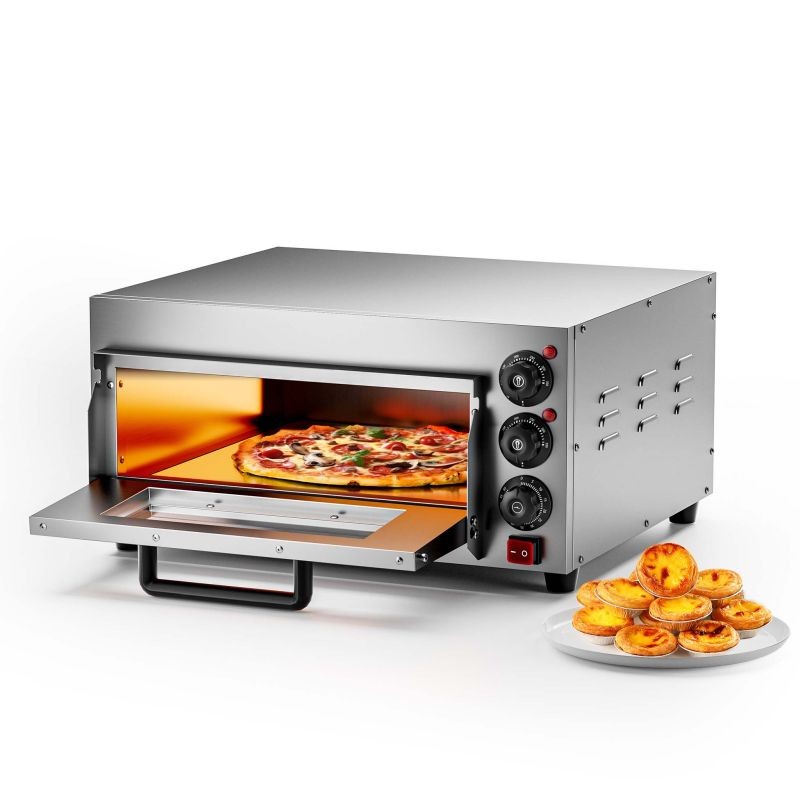 Sähköinen pizzauuni 2000 W kordierittikivellä, ruostumaton teräs