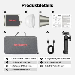 Multiblitz MB-PL LED 60B studiosetti, FT-8051-jalusta ja Octagon-softbox 40 cm