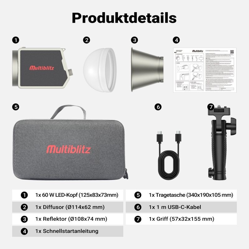 Multiblitz MB-PL LED 60B studiosetti, FT-8051-jalusta ja Octagon-softbox 40 cm