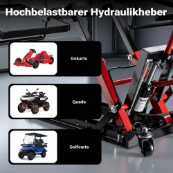 Hydraulinen 3-in-1 nostin moottoripyörille, mönkijöille ja ruohonleikkureille, 300 kg, 53 cm
