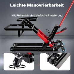 Hydraulinen 3-in-1 nostin moottoripyörille, mönkijöille ja ruohonleikkureille, 300 kg, 53 cm