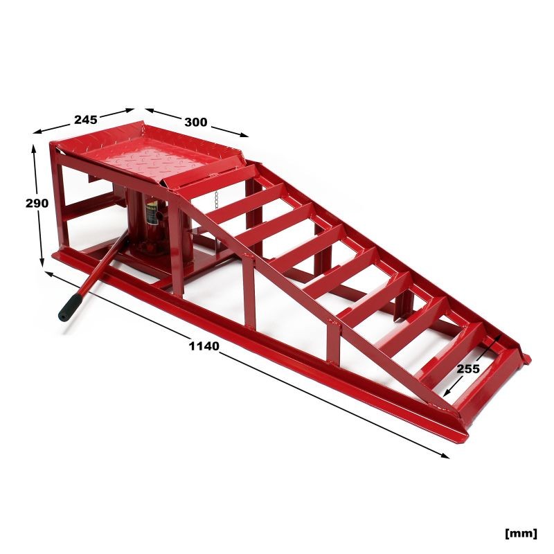 Hydrauliset nostorampit 2 kpl, 2000 kg/kpl, korkeussäätö 30 cm, punainen
