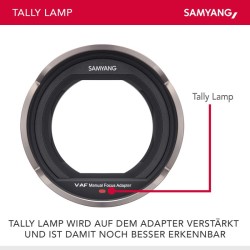 Samyang MF-adapteri V-AF-videobjektiiveille, manuaalinen tarkennus 300°, D95-mattebox-yhteensopiva