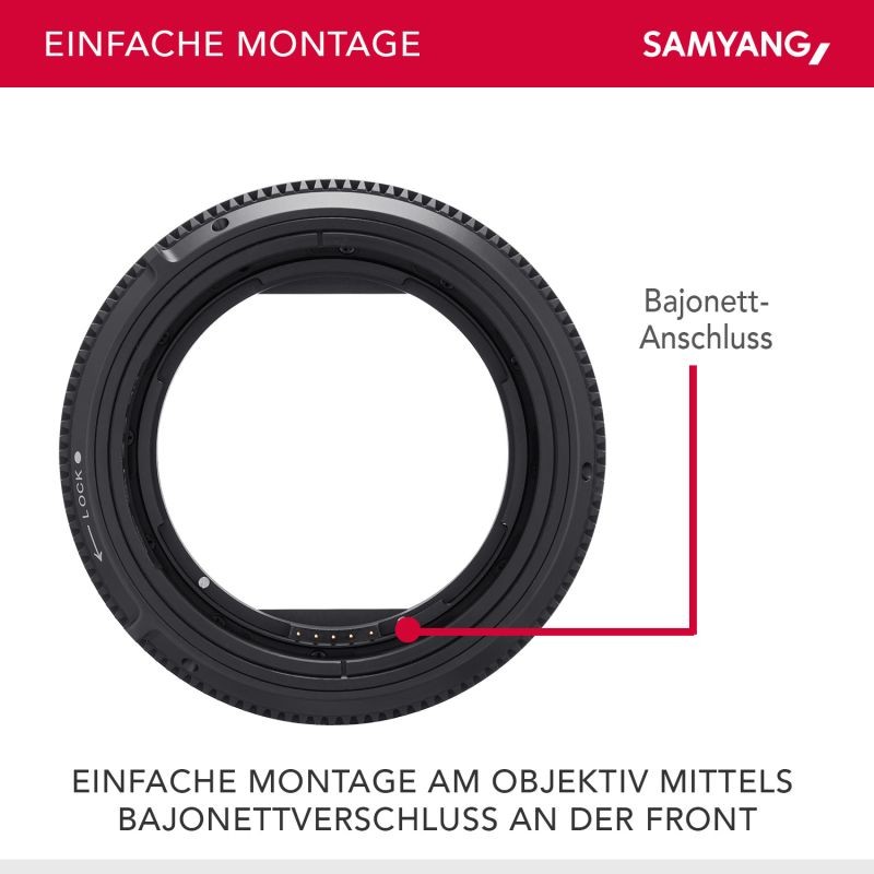 Samyang MF-adapteri V-AF-videobjektiiveille, manuaalinen tarkennus 300°, D95-mattebox-yhteensopiva