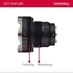 Samyang MF-adapteri V-AF-videobjektiiveille, manuaalinen tarkennus 300°, D95-mattebox-yhteensopiva