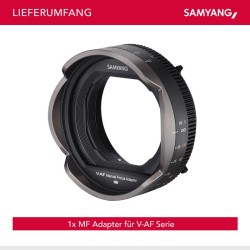 Samyang MF-adapteri V-AF-videobjektiiveille, manuaalinen tarkennus 300°, D95-mattebox-yhteensopiva