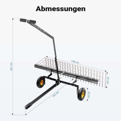 Nurmikon harava ja vertikutioija, 148 cm työleveys, ATV, UTV ja traktorimähijä