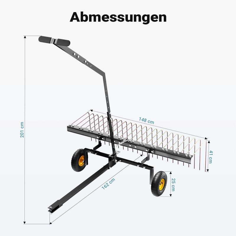 Nurmikon harava ja vertikutioija, 148 cm työleveys, ATV, UTV ja traktorimähijä