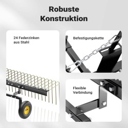 Nurmikon harava ja vertikutioija, 148 cm työleveys, ATV, UTV ja traktorimähijä