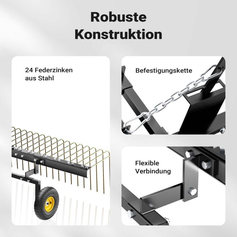 Nurmikon harava ja vertikutioija, 148 cm työleveys, ATV, UTV ja traktorimähijä