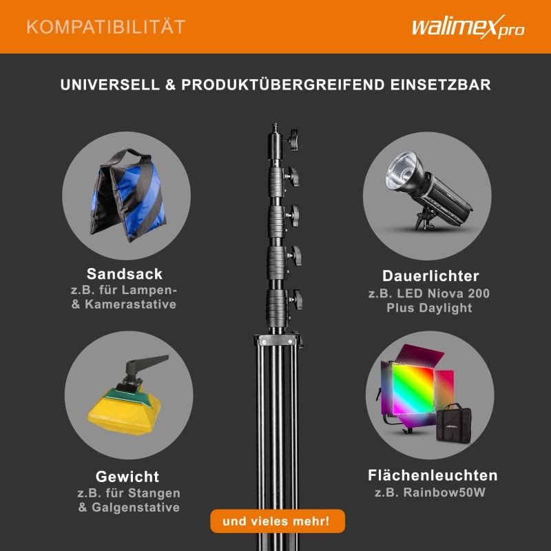Walimex pro AIR Jumbo 600 valojalka 609 cm, 22,5 kg kantavuus, ilmapuskuri, alumiini