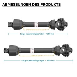 Voimansiirtokardaani T6 1200-1320 mm 830 Nm 540 U/min 74 kW 100 PS Z6 Z20