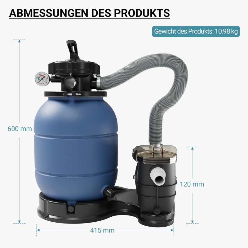 Hiekkasuodatinjärjestelmä uima-altaisiin 20 m³, 6000 l/h, 260 W