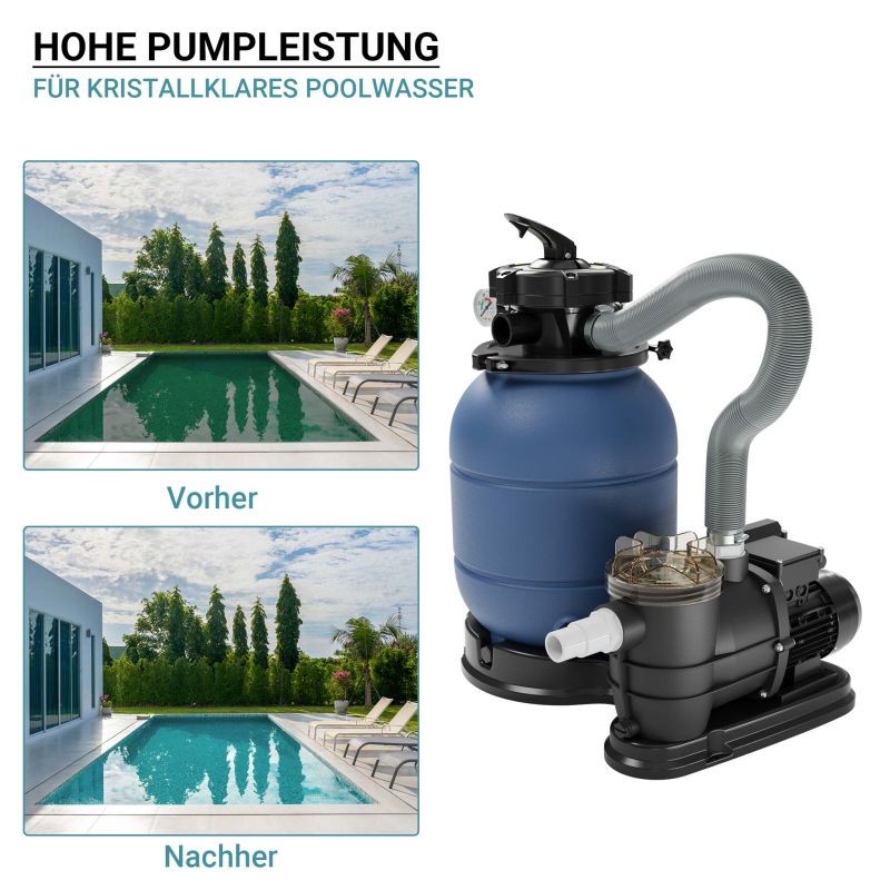Hiekkasuodatinjärjestelmä uima-altaisiin 20 m³, 6000 l/h, 260 W