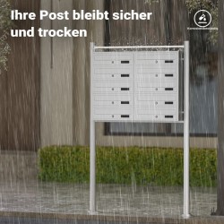 Postilaatikkoteline 10 lokeroa, valkoinen, 945 x 270 x 1500 mm, sinkitty teräs