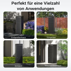 Pakettilaatikko musta 460 x 450 x 1400 mm galvanisoitu teräs lukittava