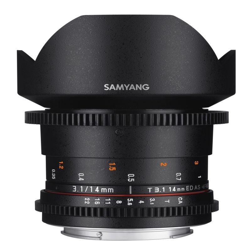Samyang 14mm T3.1 Video DSLR II video-objektiivi MFT-kiinnitys, manuaalinen tarkennus, 0,8 hammasratas, musta