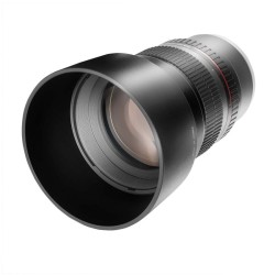 Samyang MF 85mm f/1.4 muotokuvausobjektiivi Sony E -kennolle, täyskenno ja APS-C