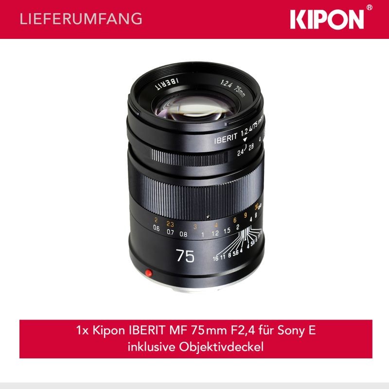 Kipon Iberit 75mm f/2,4 manuaalitarkenteinen objektiivi Sony E -kameroille