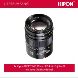 Kipon Iberit 75mm f/2,4 manuaalitarkenteinen objektiivi, Fuji X