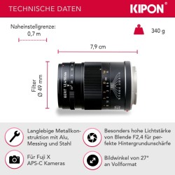 Kipon Iberit 90mm F2.4 manuaalinen objektiivi Fuji X