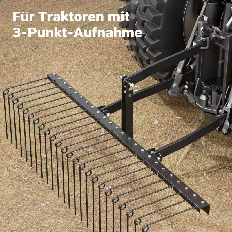 Ruohonilmastin 183 cm ajoleikkureille ja ATV-ajoneuvoille, 24 kierrejousipiikkiä, musta