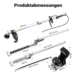 4-in-1 Monitoimipuutarhakone reppumalli 52 cm³ 2-tahtimoottori
