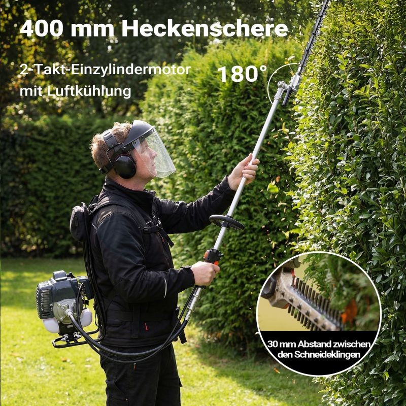 4-in-1 Monitoimipuutarhakone reppumalli 52 cm³ 2-tahtimoottori