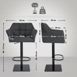 Damaso säädettävä baarijakkara huopaverhoilulla ja jalkatuella