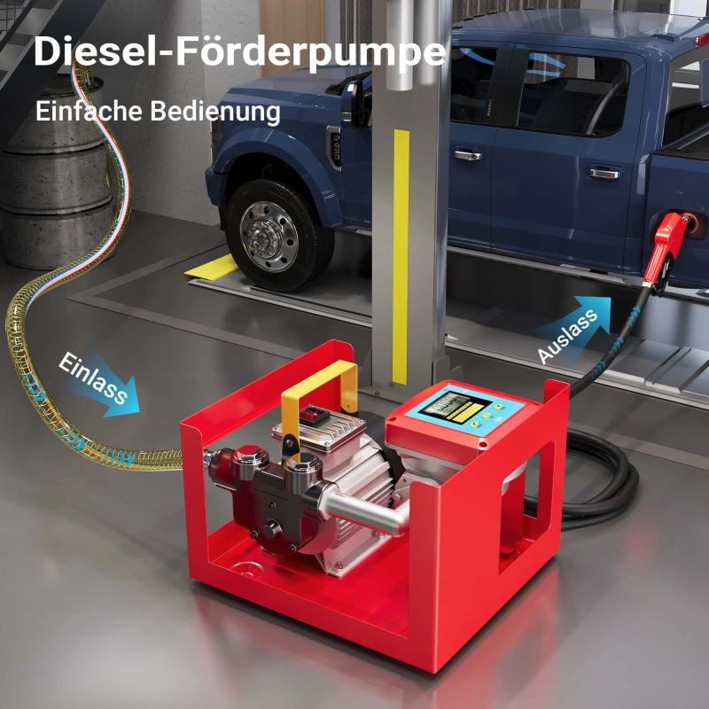 Diesel- ja lämmitysöljypumppu 550 W 60 l/min, itseimevä, automaattinen täyttöpistooli ja virtausmittari