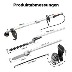 4-in-1 puutarhakone 4-tahtimoottori, reppumalli, 0,9 kW